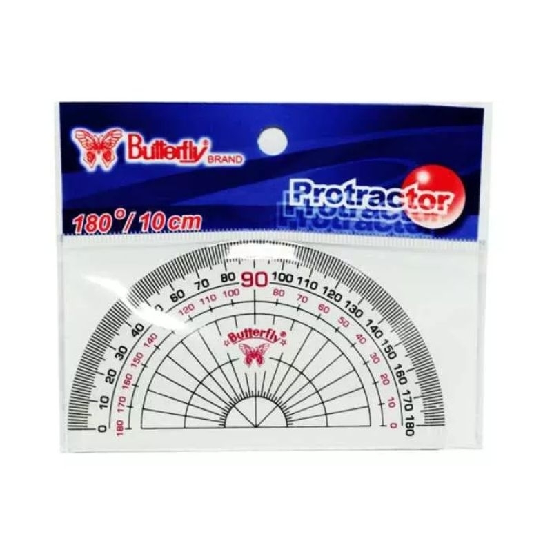 

[ LUSIN MURAH ] Penggaris Garisan Busur Derajat - Butterfly no 4 180° / 10cm