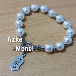 Gelang Terompah Nama Arab Titanium Mutiara