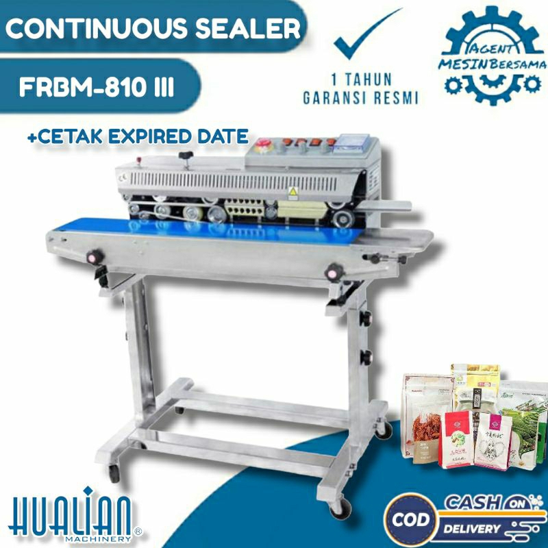 Mesin Continuous Band Sealer FRBM-8100 III Mesin Segel Plastik Kemasan Produk & Cetak Expired Date H