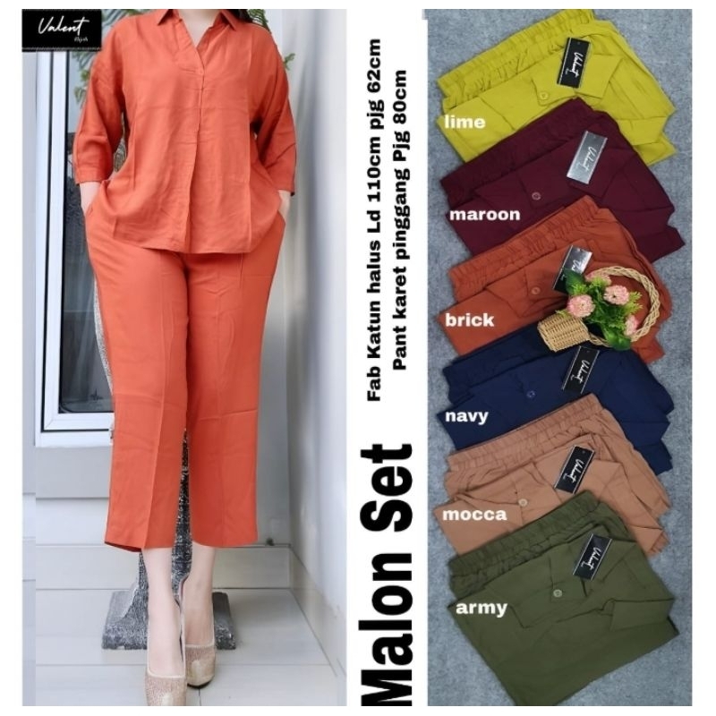 Baju Setelan Wanita One Set Malon Set Polos Busui Jumbo