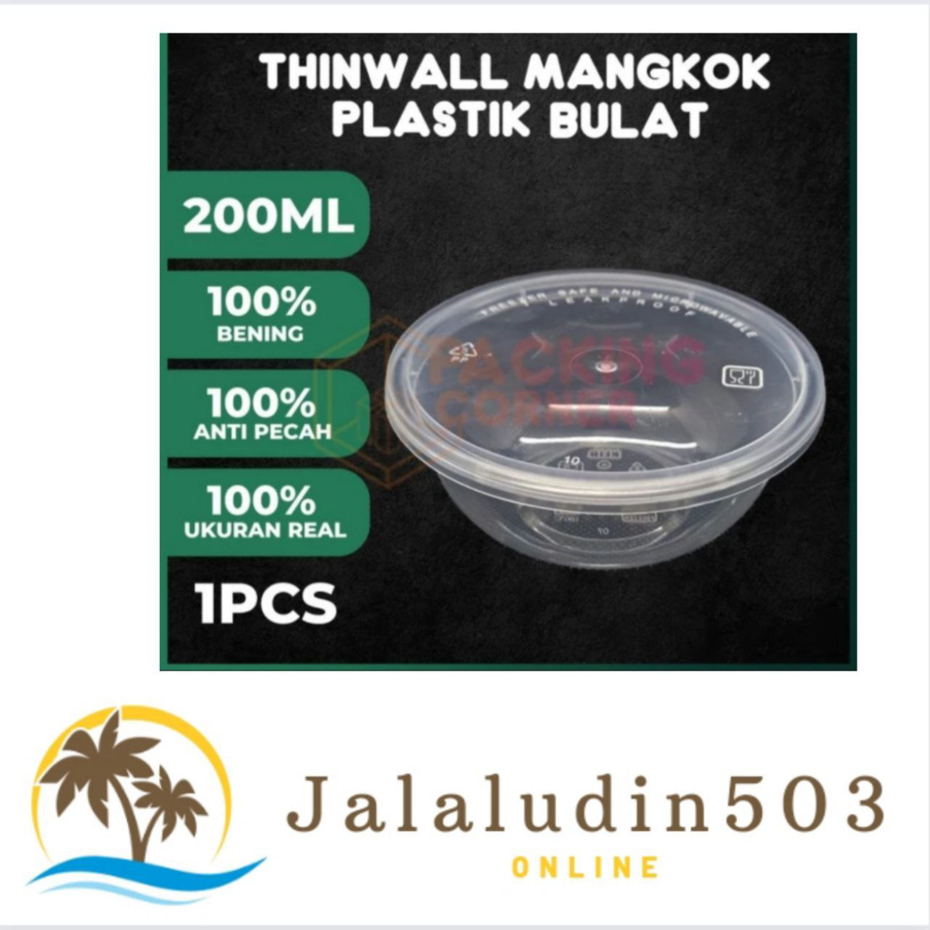 thinwall mangkok cup plastik bulat microwave anti panas ukuran 200ml