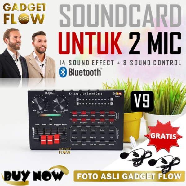 

- Channel Mic V9 Sound Berkualitas Podcast Mixer Dijual Soundcard Dual 2 Recording Card