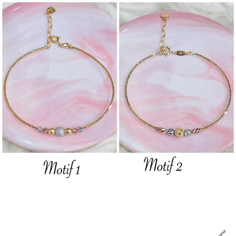 gelang emas asli kadar 700 model bola kristal pasir tipis halus fashion korea