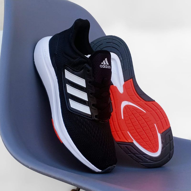 ADIDAS EQT21 RUN, BLACK WHITE STRIP WHITE SOL BLACK ORANGE