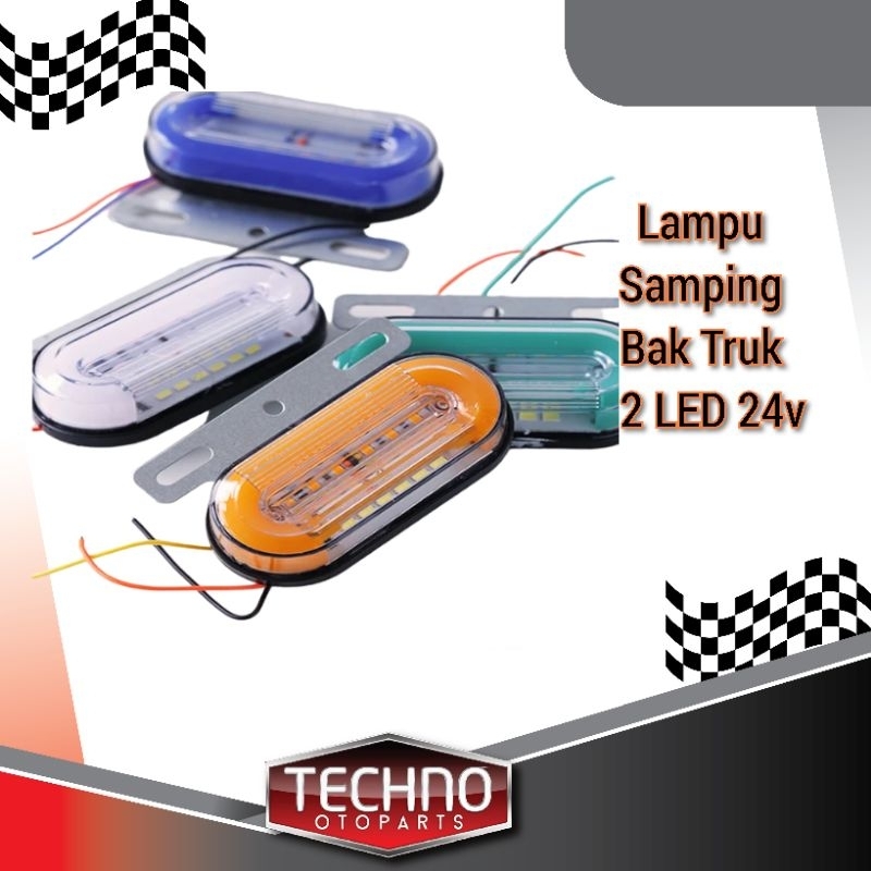 Lampu Samping Bak Truk 12 Volt 24 Volt Oval Kecil 12 Led 2 Warna Hino Giga Fuso Canter dll
