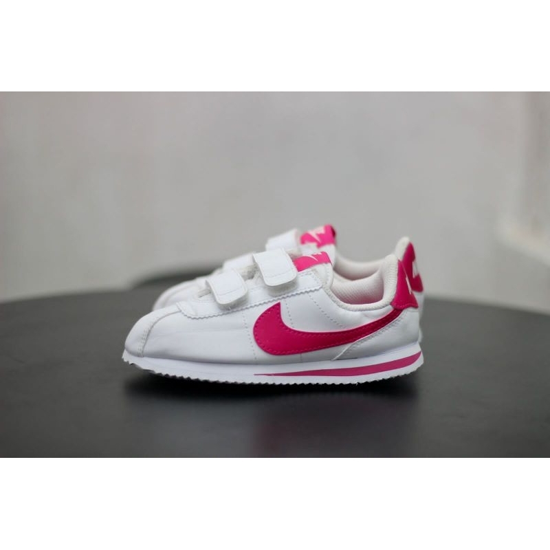 SEPATU ANAK ORIGINAL NIKE CORTEZ WHITE PINK VELCRO
