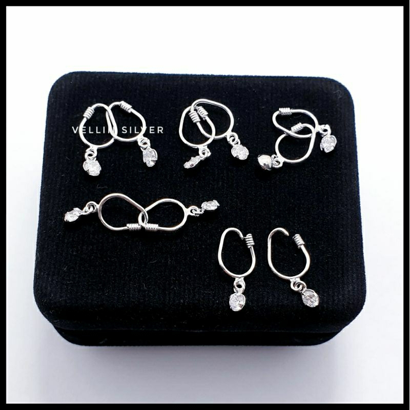 Anting Perak Bayi Silver 925 Asli Lapis Emas Putih - Anting Silver Bayi