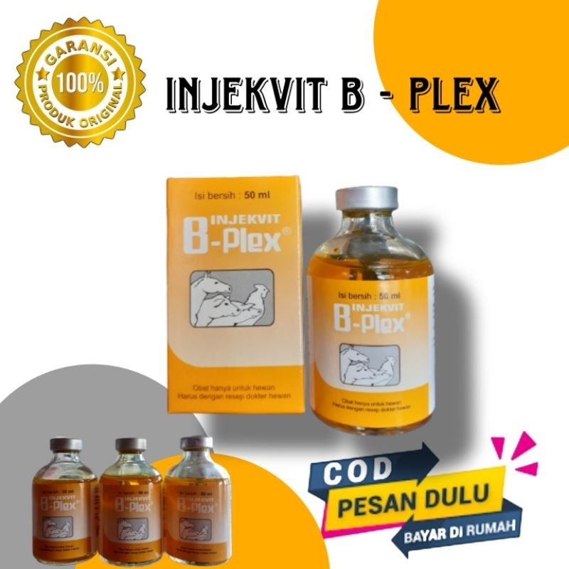 INJEKVIT B-PLEX (50 ML) VITAMIN BECOMPLEX INJEKSI UNTUK HEWAN BESAR DAN UNGGAS VITAMIN INJEK AYAM VI