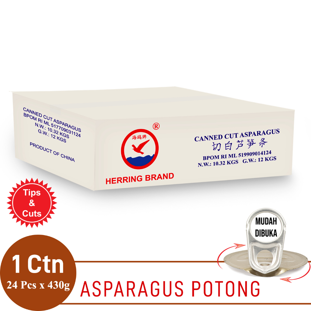 

Herring Asparagus Cut tips 430g - 1 carton dus