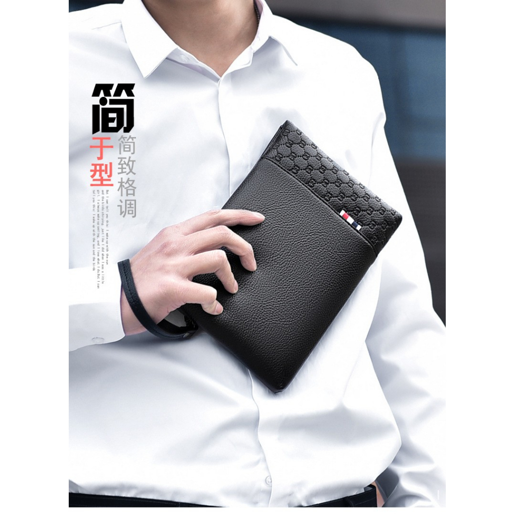 Cluth pria cowok terbaru PREMIUM waterproof Kulit Pu Berkualitas hand bag O7F6 polos bisa cod Multif