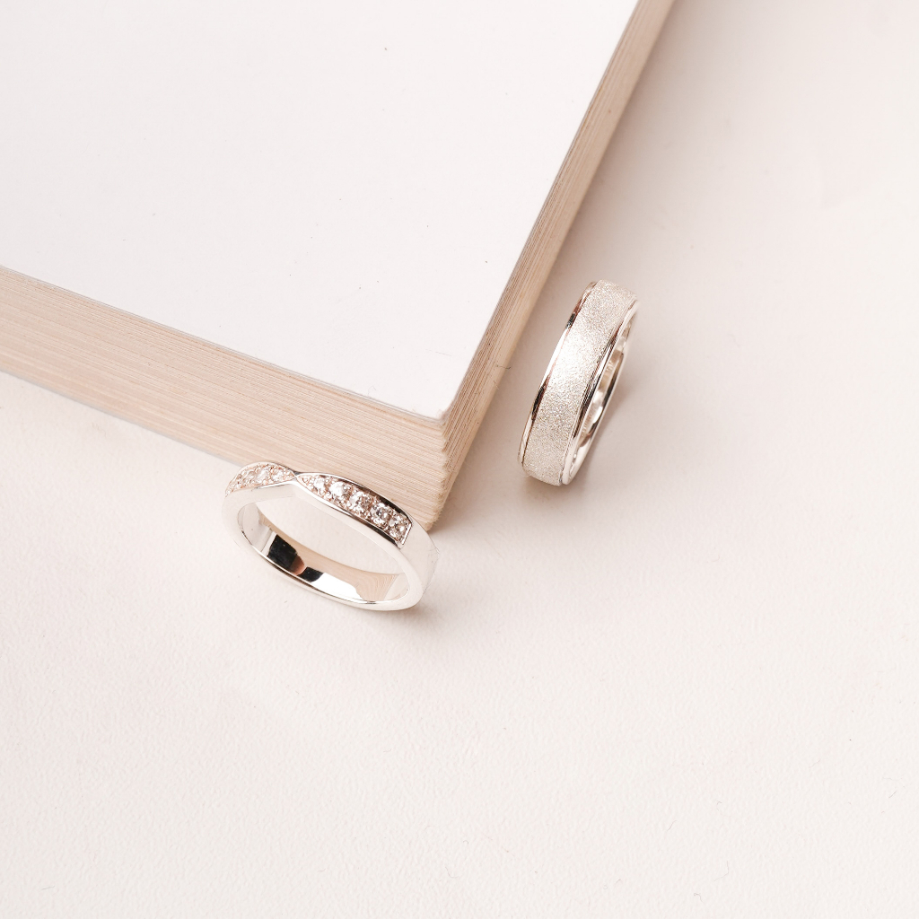 Cincin Kawin Cincin Nikah COUPLE PASANGAN PALLADIUM EMAS PUTIH FREE UKIR NAMA