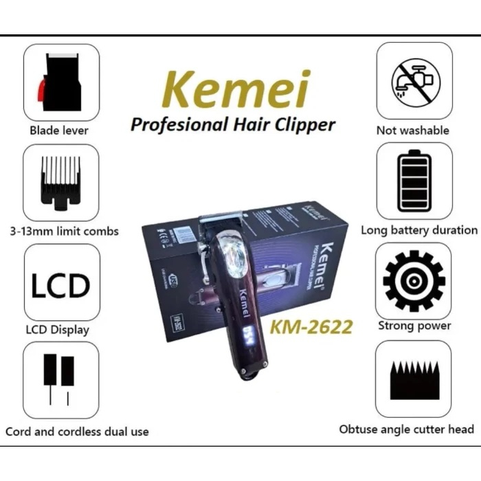 Kemei KM-2622 Alat Cukur Rambut Kumis Jenggot / Electrik Hair Clipper