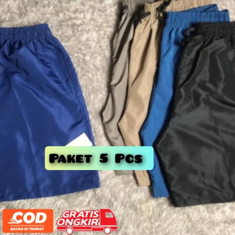 Celana Pendek Parasut Olahraga Running Gym Saku Resleting Pria Surfing Boardshort Walkshort