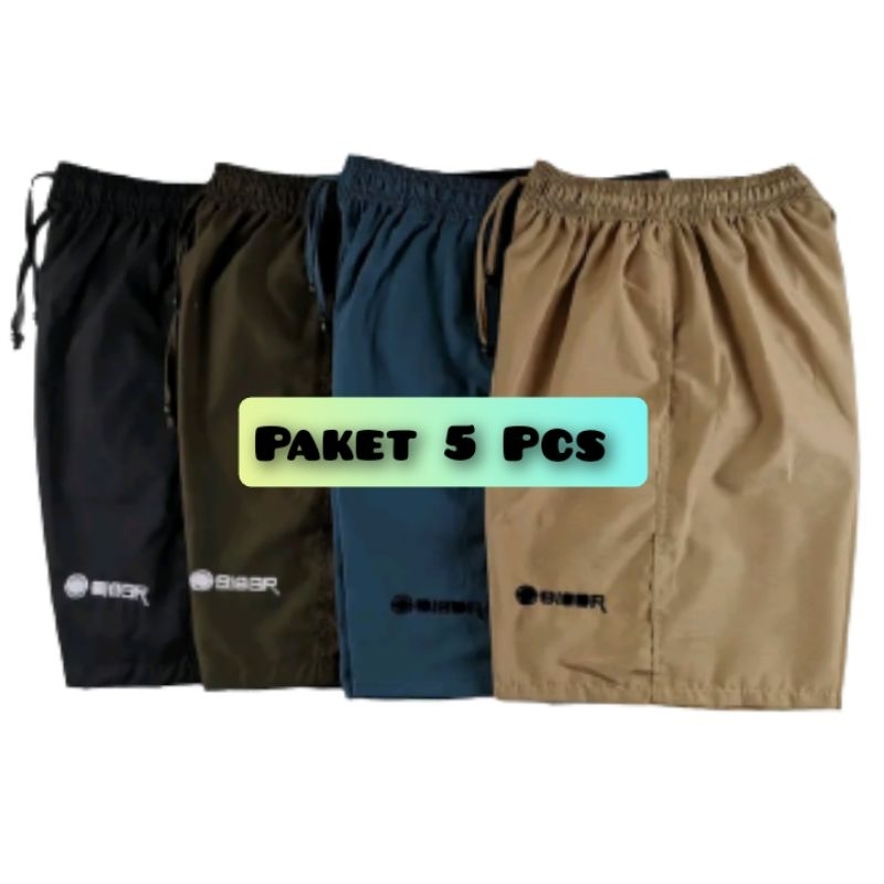 Celana Pendek Parasut Olahraga Running Gym Saku Resleting Pria Surfing Boardshort Walkshort