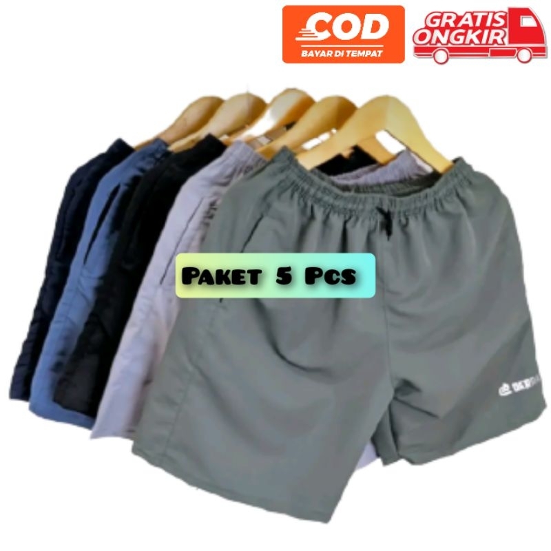 Celana Pendek Parasut Olahraga Running Gym Saku Resleting Pria Surfing Boardshort Walkshort