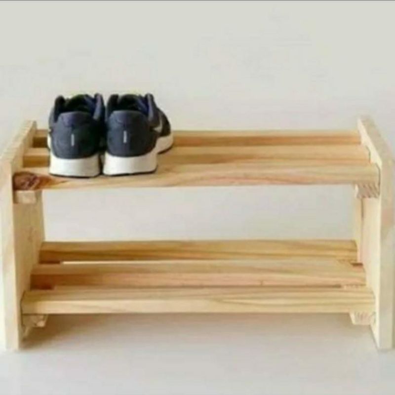 Rak Sepatu Kayu Minimalis 2 Susun