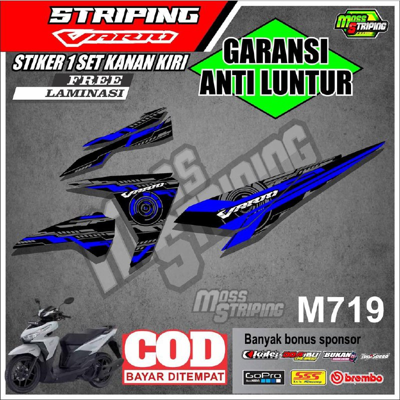 STIKER MOTOR STRIPING HONDA VARIO LED LAMA 125 150 THN 2015 2016 2017 2018 KODE M719 STICKER SETIKER