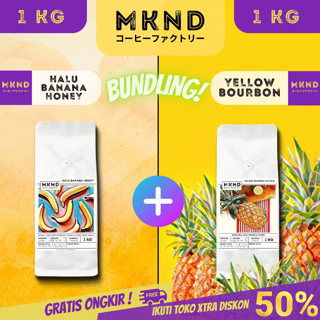 

BUNDLING HEMAT 2X500 KOPI ARABIKA HALU BANANA HONEY + YELLOW BOURBON PROMO