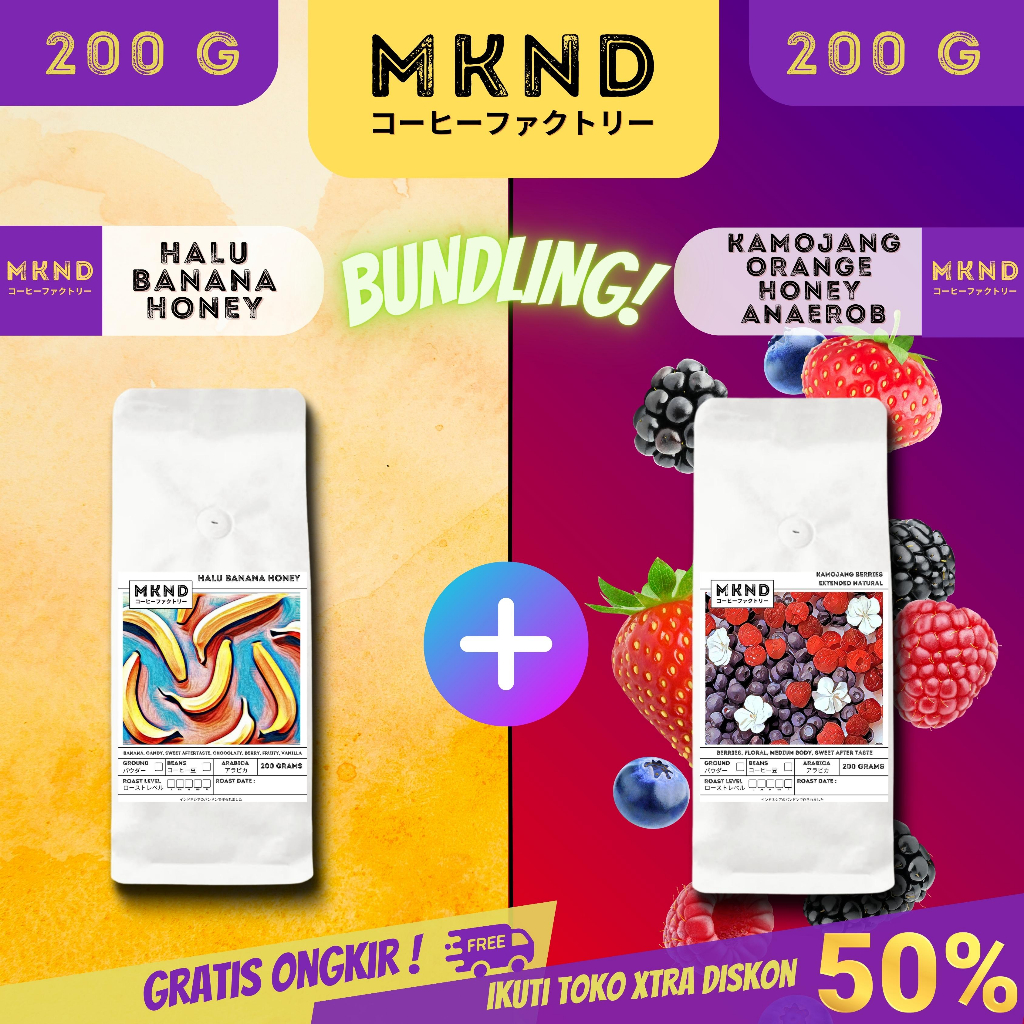 

MKND® BUNDLING HEMAT 2X200 HALU BANANA HONEY + KAMOJANG EXTENDED NATURAL | PROMO