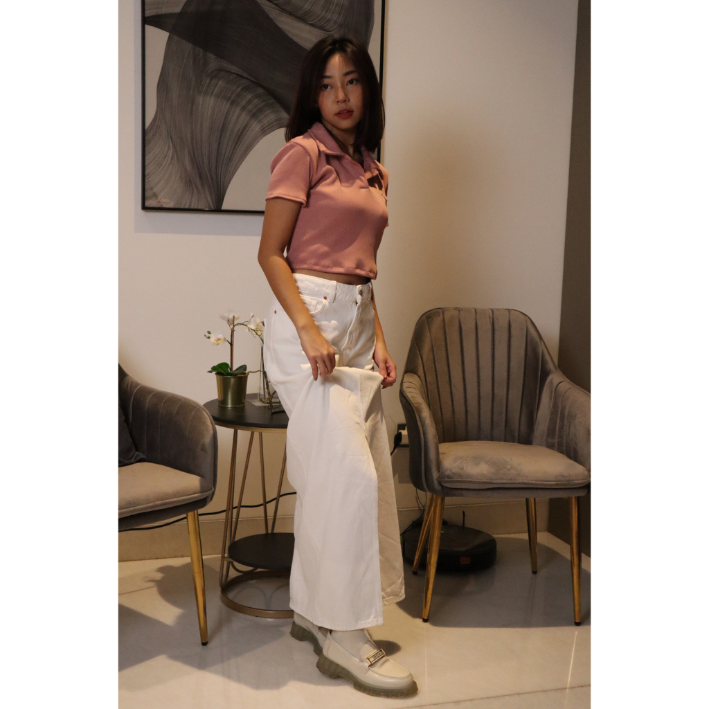 Atasan Kaos Missty Freeteen Berkerah Warna Dusty Pink Rib Croptop Korean (Orchid 117)