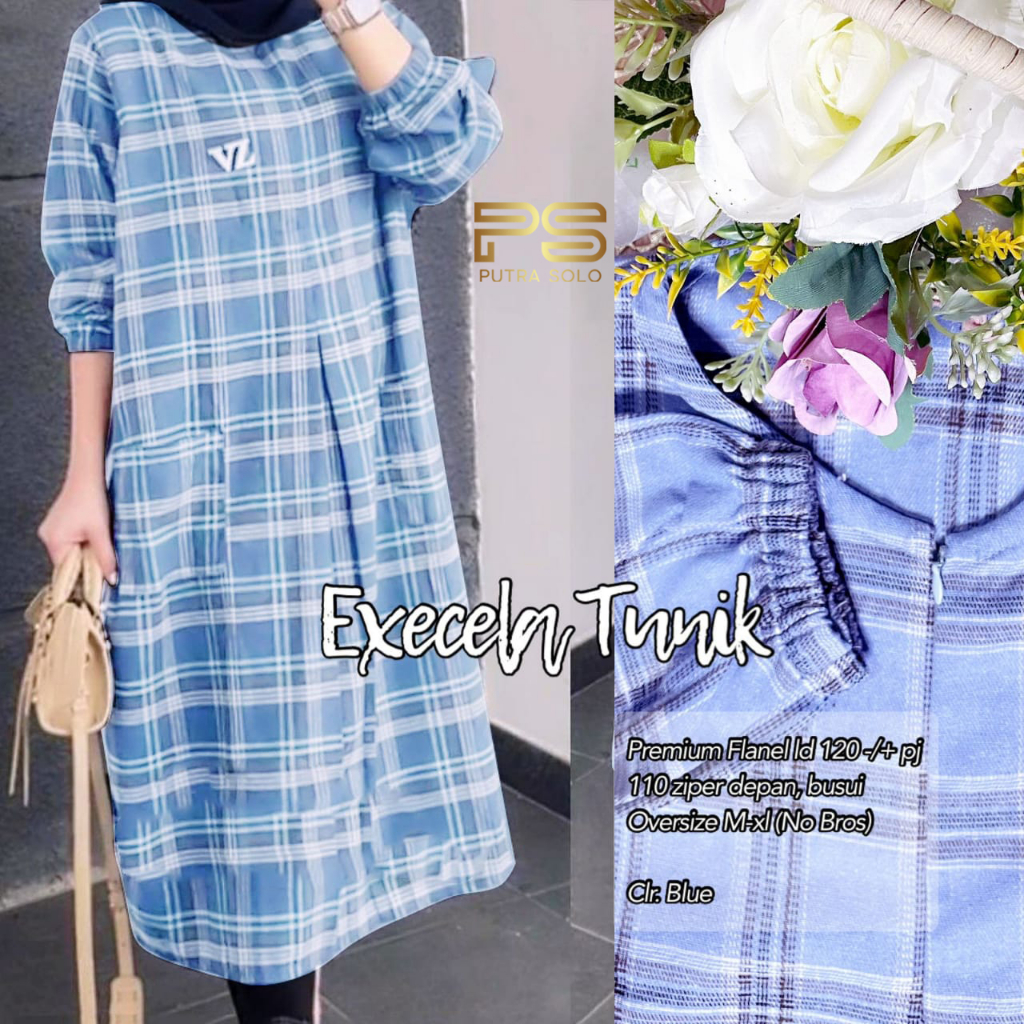 Execela Tunik Atasan Wanita Premium Flanel LD 120 By Putra Solo