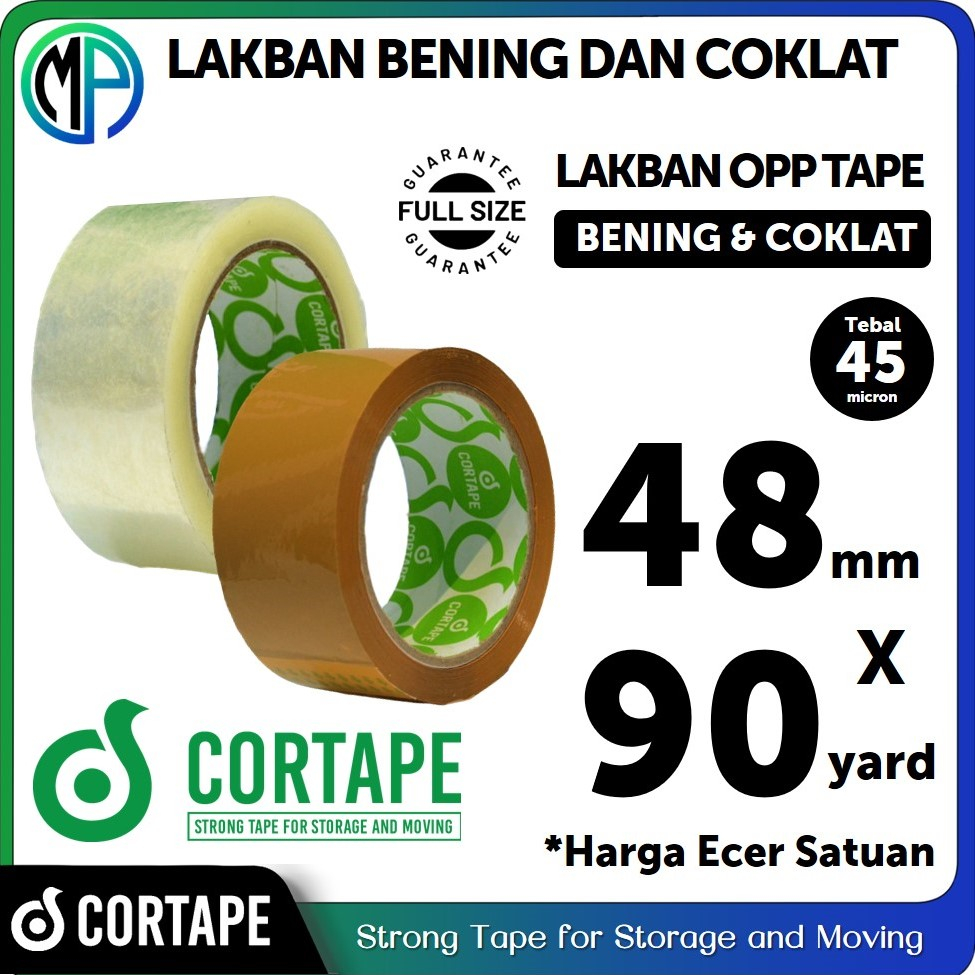 

Lakban Cortape Bening dan Coklat 2inch 48mm x 90yard Plakban / Selotip Harga Satuan Spek. Daimaru