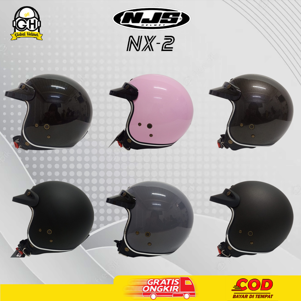 HELM BOGO RETRO NJS NR-80S SOLID ORIGINAL PREMIUM FREE PET NJS (TOPI HELM BOGO) STANDART SNI RETRO B