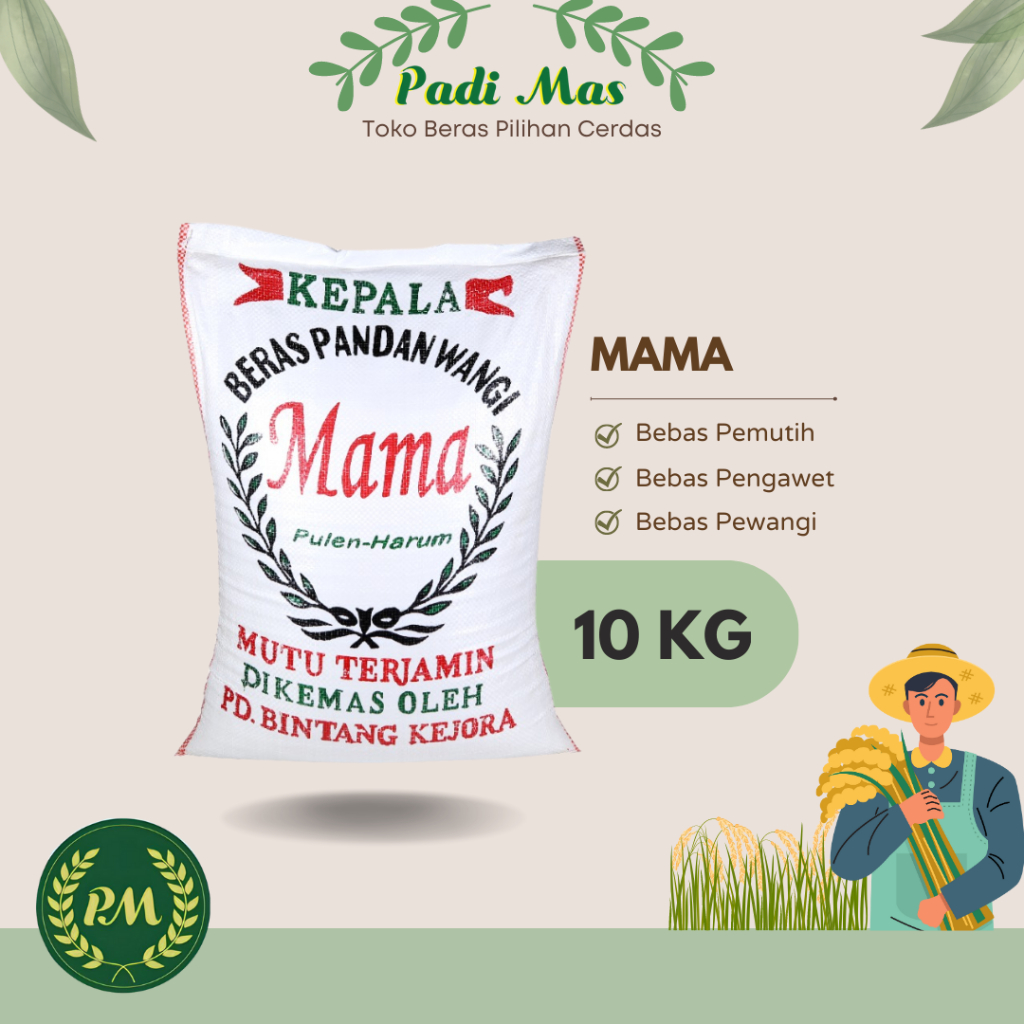 

Beras MAMA 10kg / Beras Pandan Wangi Super cap Mama 10kg best seller / PADI MAS