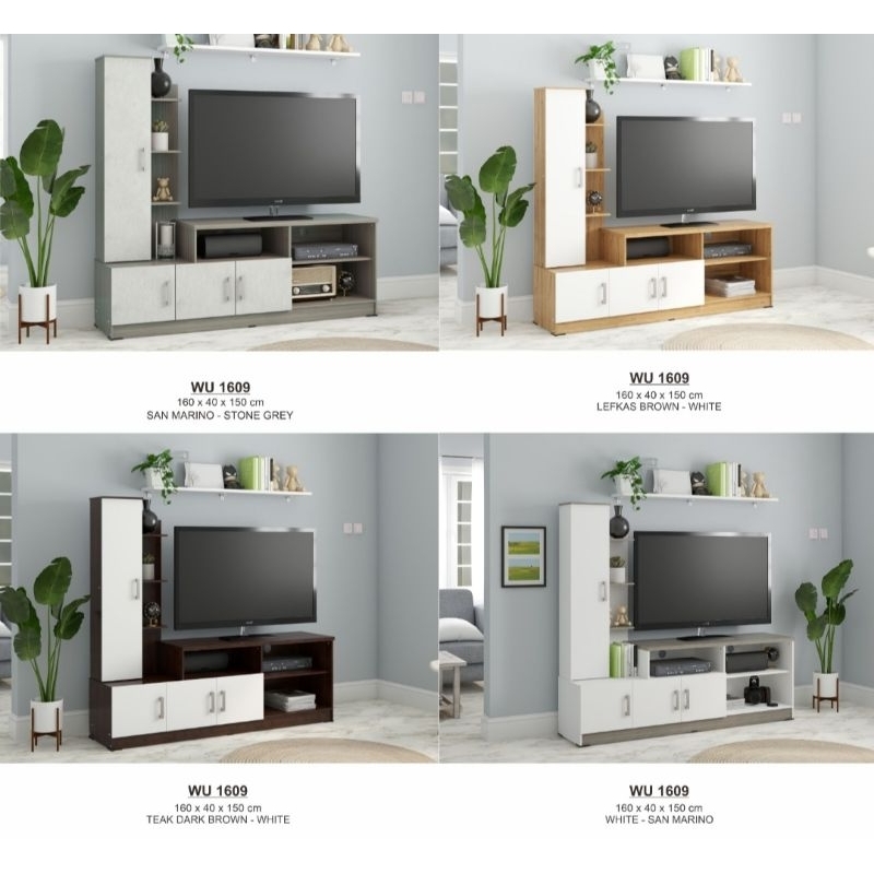 RAK TV PUTIH MINIMALIS/RAK TV WALL UNIT BESAR/RAK TV MINIMALIS BESAR