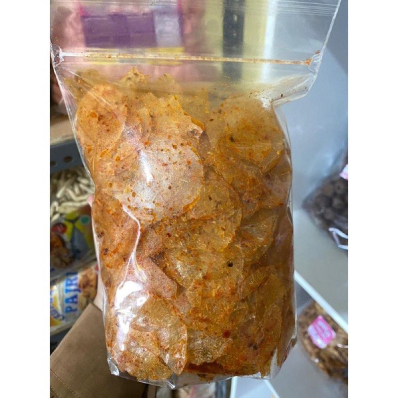 

Keripik kaca pedas kemasan repack 250g