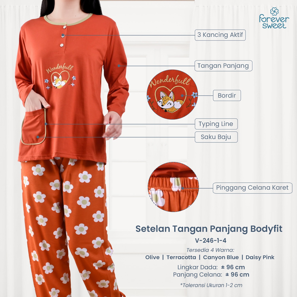 FOREVER SWEET Babydoll Setelan Lengan Panjang Body Fit