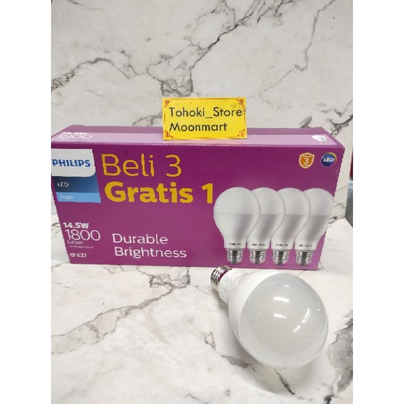 Philips Led Bulb 14,5watt Beli 3 gratis 1 Putih