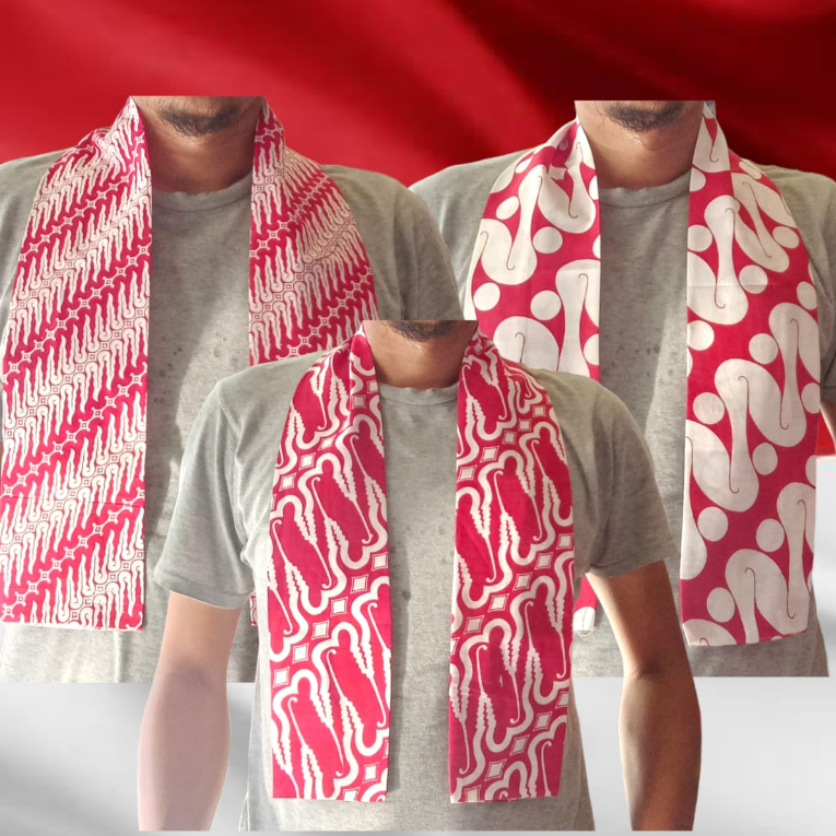 Syal Selendang Cukin Batik Merah Putih