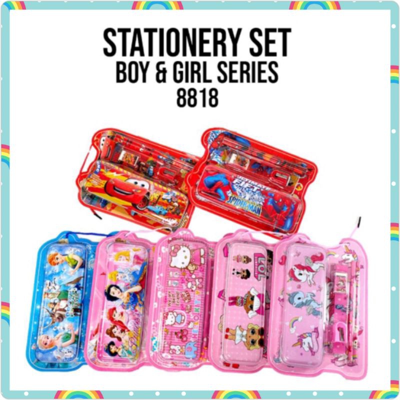 

Paket alat tulis 6in1 karakter / Stationery set karakter anak kaleng pensil / Study set 8818