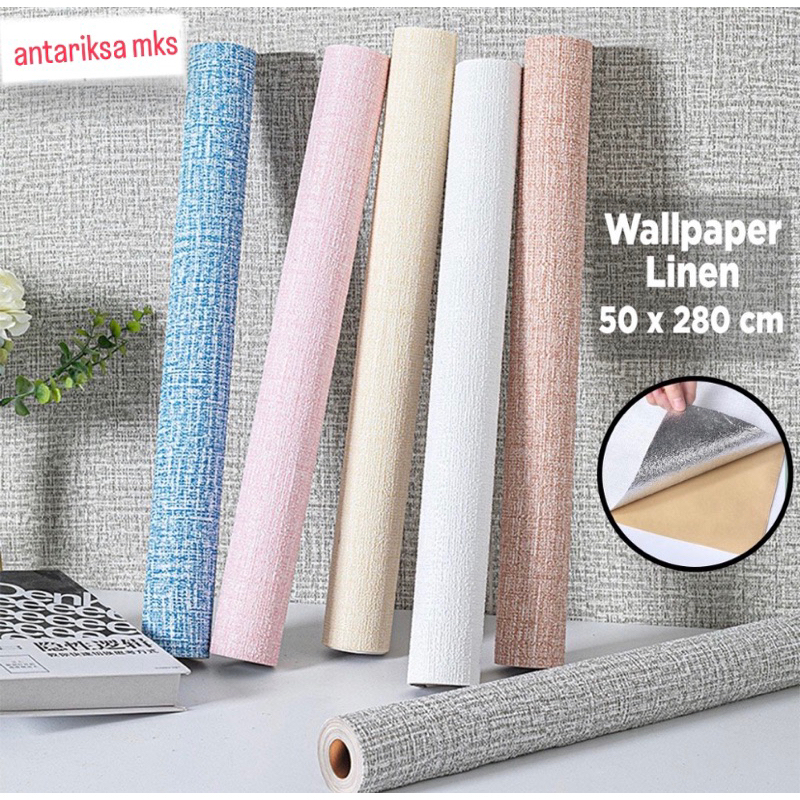 Wallpaper LINEN 1 Roll | Stiker Wallpaper Dinding | Dekorasi Kamar | Sticker dinding