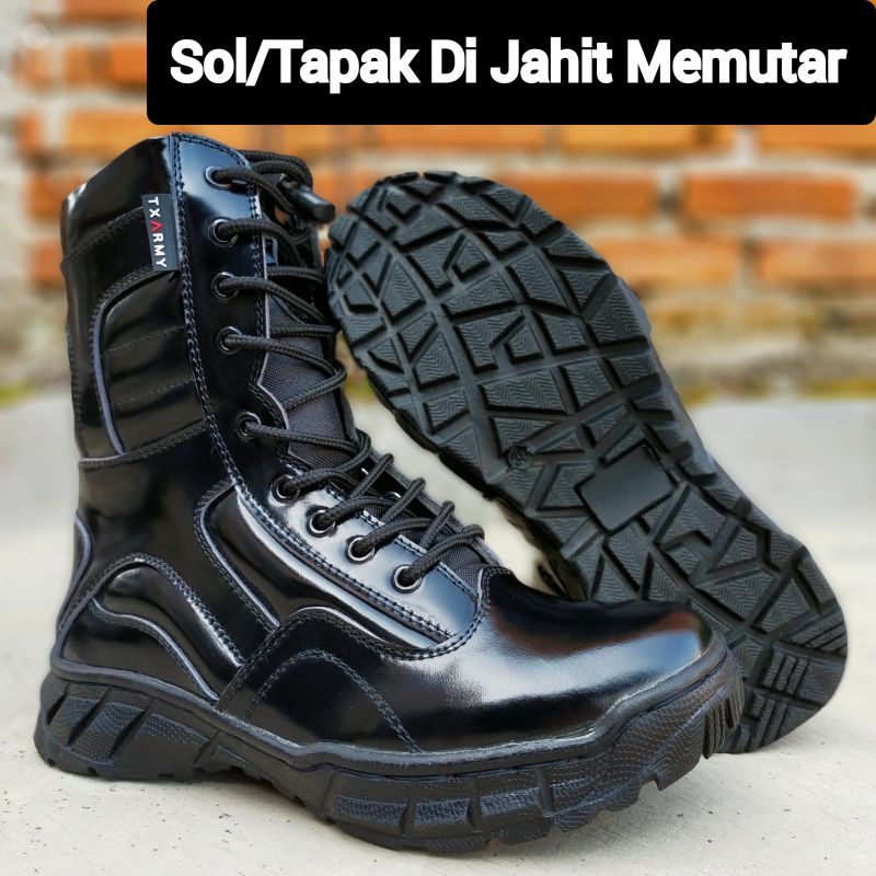 SEPATU PDL LGR MENGKILAP GLOSSY KULIT SAPI ASLI MERK TXARMY SEPATU PDL DINAS LAPANGAN UNTUK TNI POLRI SECURITY SATPAM