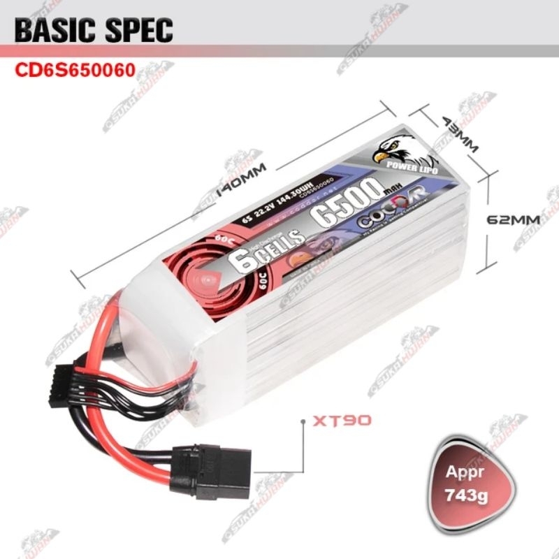 Coddar Lipo 6S 6500mah 60c 22.2v RC Car 1/8 Arrma Traxxas Battery