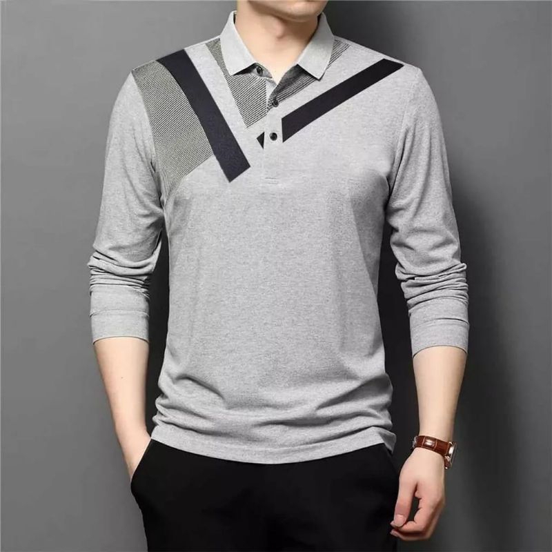 KAOS PRIA LENGAN PANJANG M L XL JUMBO / KAOS KERAH FASHION PRIA / KAOS SALBIO MYR