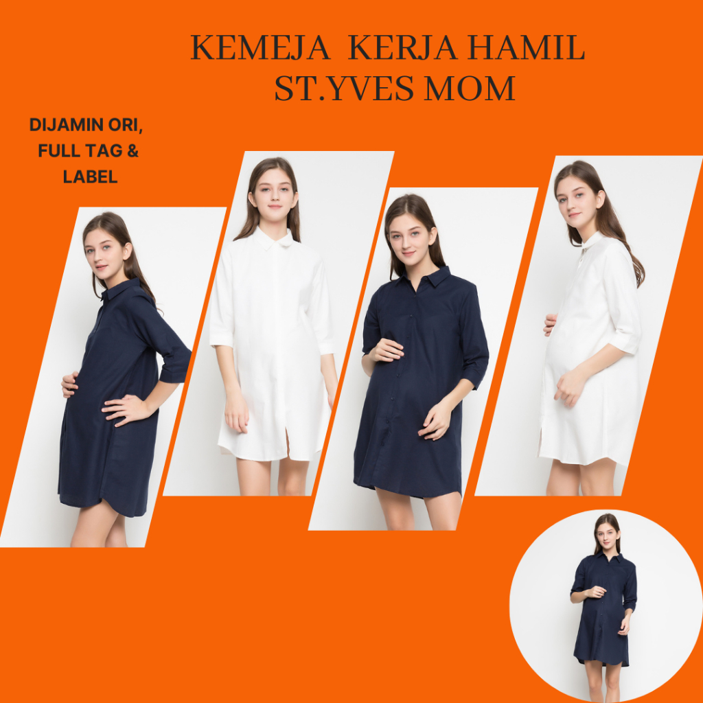 Baju Hamil Kerja St.Yves Mom Print Flower/Baju Kerja Hamil/Kemeja Hamil Kerja Putih