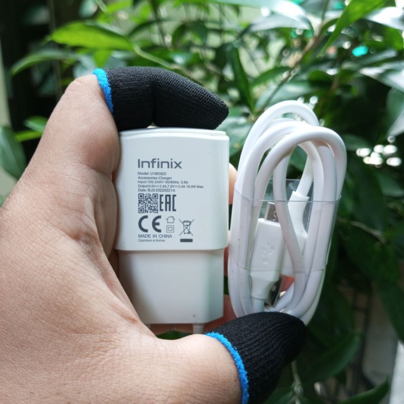 Charger Infinix Copotan bekas for Note 7 kabel Micro USB ORI bawaan 18 W ( kepala nya hot 11s nfc)