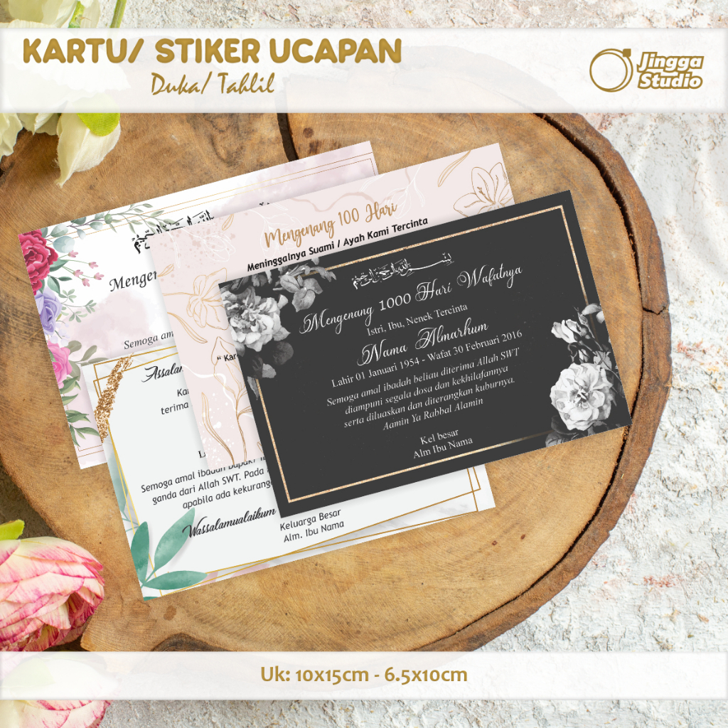 Kartu Stiker Ucapan Duka/ Tahlil/ Mengenang 40/100/1000 Hari