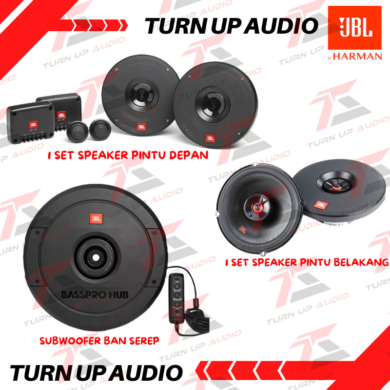 Paket audio mobil JBL by Harman kardon + subwoofer ban serep Original bergarani audio mobil full set