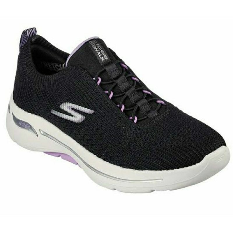 SKECHERS GO WALK ARCH FIT CRYSTAL WAVES BLACK/LAVENDER SLIP ON WOMEN SIZE 38 ONLY ORIGINAL BY SPORT 