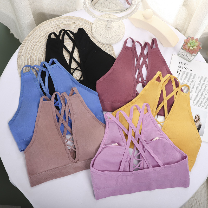 BV.ID BR1311 Bra Sport Olahraga Motif Tali Silang Belakang Pakaian Dalam Wanita BH Sporty Yoga Gym Lari