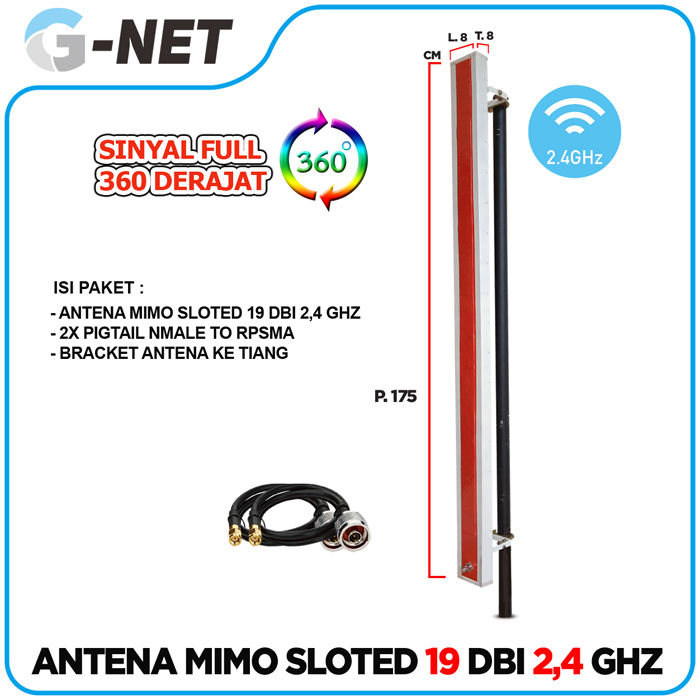 antena hotspot wifi gnet MIMO slotted 17 19 22 dbi  2,4 ghz 360 derajat cocok untuk rocket m2 / base