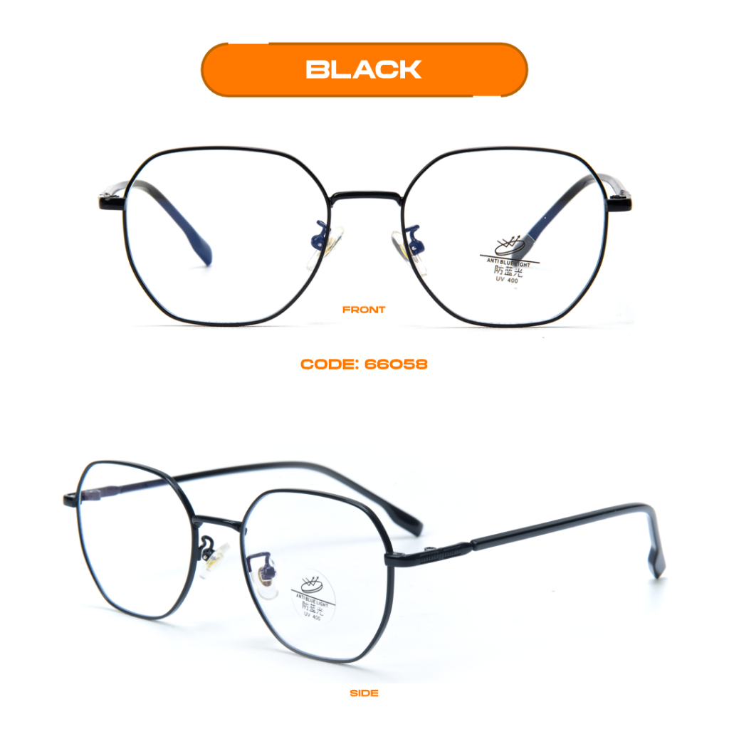 Robins kacamata Anti Radiasi Komputer Frame Kacamata Geometric Bisa Minus Photocromic Bluecromic Fashion Terbaru Pria Wanita 66058-Black