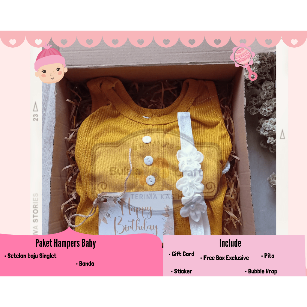 

Hampers Gift Box Baby New Born Usia 0-12 Bulan Singlet Andine RIB