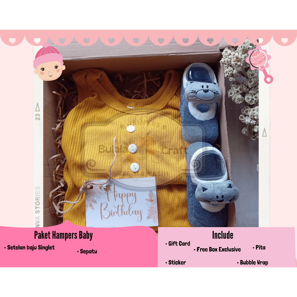 

Paket Gift Box Hampers Baby New Born 0-12Bulan Singlet Andine RIB