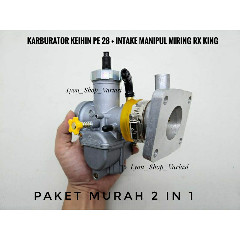 (Paket Murah) Manipol Kotak Intake Rx King + Karbu Keihin PE 28 Manifold Intek