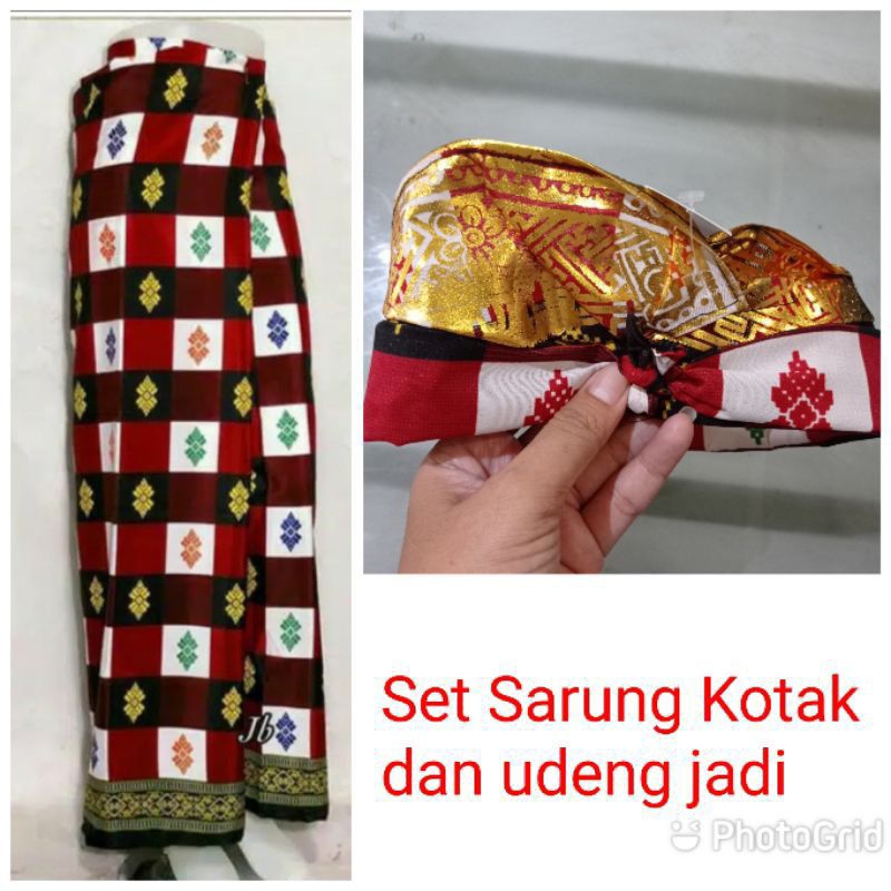 Set sarung kotak dan udeng Bali /set pakaian Bali /oleh oleh Bali